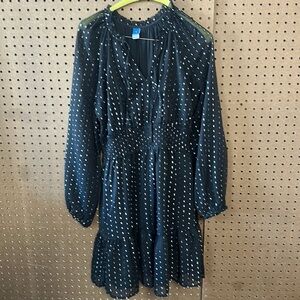 New old navy cinch waist silver foil dress size S